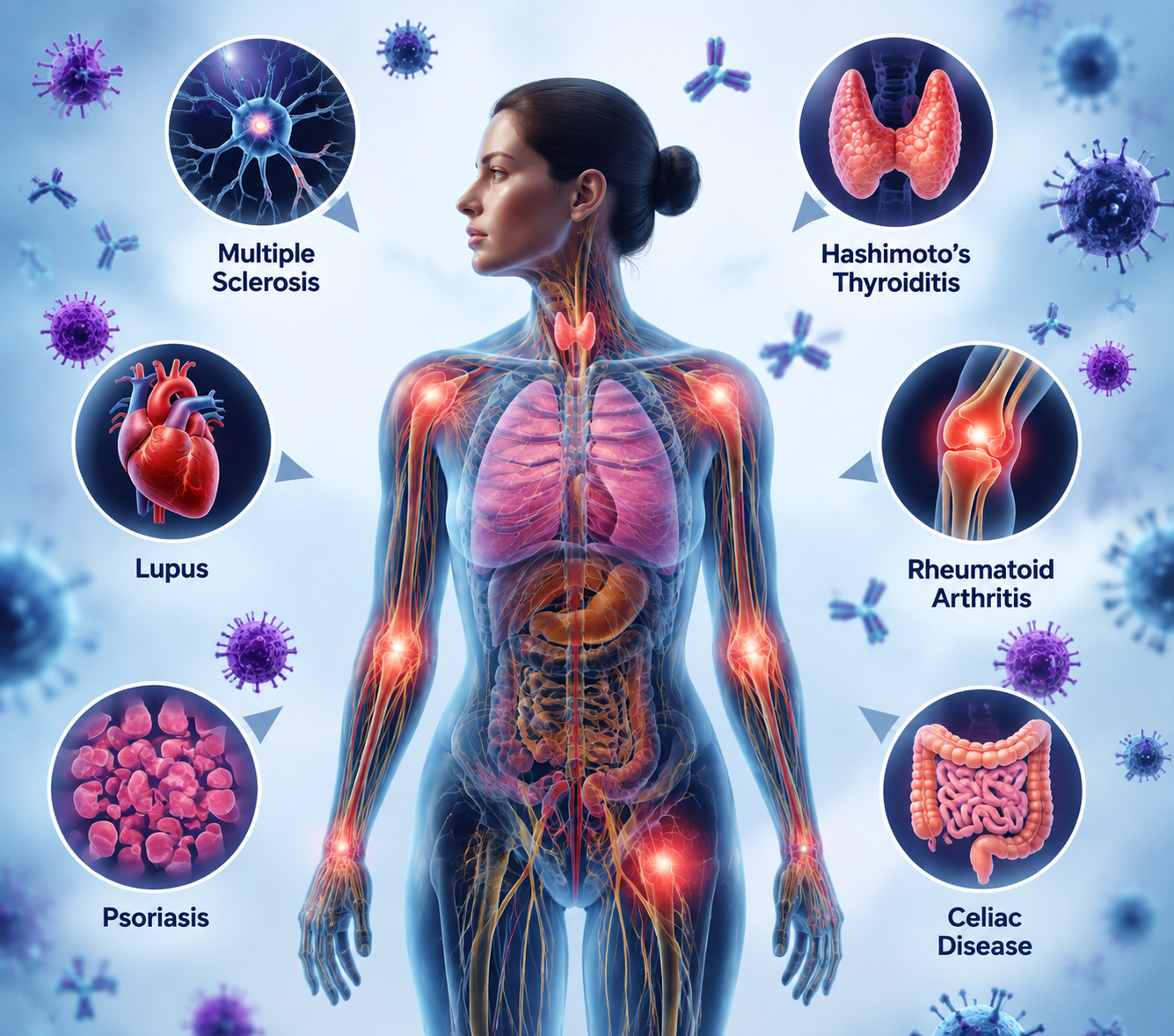 3D illustration of the immune system responding throughout the body